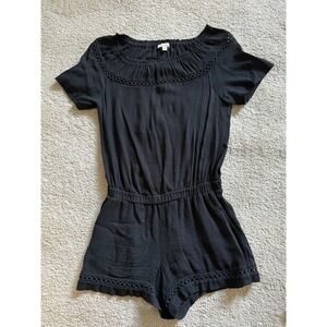 Ella Moss Short Sleeve Black‎ Romper Size Medium